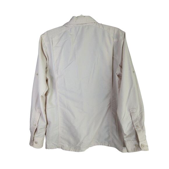 LL Bean Fishing Shirt Womens S Tan Vented Roll Tab Hiking - Picture 10 of 10